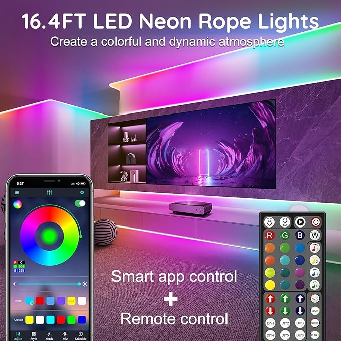 32.8FT Permanent Outdoor Lights Waterproof with Smart App Control Remote,DIY Scene Modes,Music Sync hronization,Eaves Lights for Garden Decor,Deck,Christmas