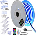 DELight AC 110-120V Waterproof IP65 RGB 100ft Neon Rope Lights with U Channel Pin Connectors Remote Control & APP Dimmable Cuttable Flexible LED Strip Lights Outdoor DIY Project DEL-D1MP100R