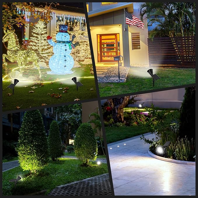 Solar Spot Lights Outdoor, 21 LEDs Solar Outdoor Lights Auto On/Off with 3 Modes, IP67 Waterproof Yard Spotlight Landscape Lighting Garden Wall Lights, 2-in-1 Solar Powered Lights, 2Pack