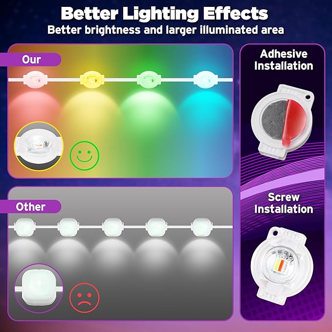 permanent outdoor lights 300FT Smart RGB Outdoor Lights - IP67 Waterproof LED Strip Lights with App/Remote Control, for Holiday Decor, Garden, Patio & Home Accent Lighting (Permanent Installation)
