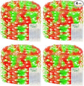 4 Pack 240LED Christmas Fairy Lights Battery Operated - 20FT Twinkle Lights with 2 Lighting Modes Indoor Outdoor, Waterproof Led Fairy Lights for Bedroom, Classroom, Dorm, DIY Decor, Red & Green