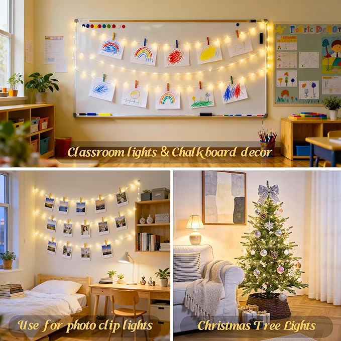 JMEXSUSS USB Fairy Lights for Bedroom, 33ft 100 LED Twinkle Lights Plug in with Remote, Indoor String Light for Dorm Girl's Room Tent DIY Birthday Gift Party Decor, Silver Wire, Warm White,Timer