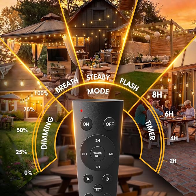 addlon 72FT(2-Pack*36FT) LED Outdoor String Lights with 24 Edison Vintage Shatterproof Bulbs, Commercial Grade Patio Lights, IP65 Waterproof for Balcony, Backyard and Garden, Warm White