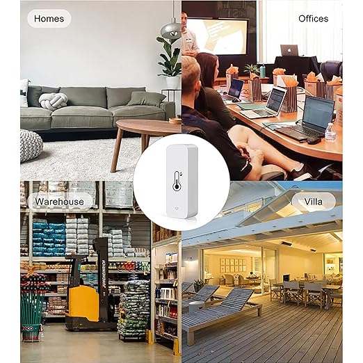 Tuya Smart Wireless Battery Powered Humidity and Temperature Sensor, Free Data Storage Export, Long-Lasting for Home/Basement/Baby Room, Alexa Compatible, Real-Time Alerts via App (1 Pack)