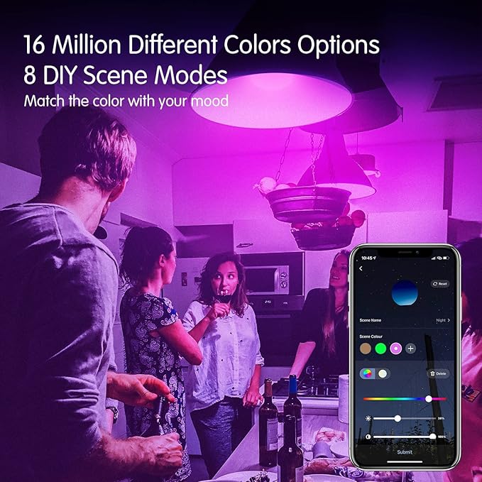 DAYBETTER Smart Light Bulbs, RGBCW WiFi Color Changing Led Bulb, Smart Bulb That Compatible with Alexa & Google Assistant, A19 E26 9W 800LM Multicolor Led Ceiling Fan Light, 20 Pack