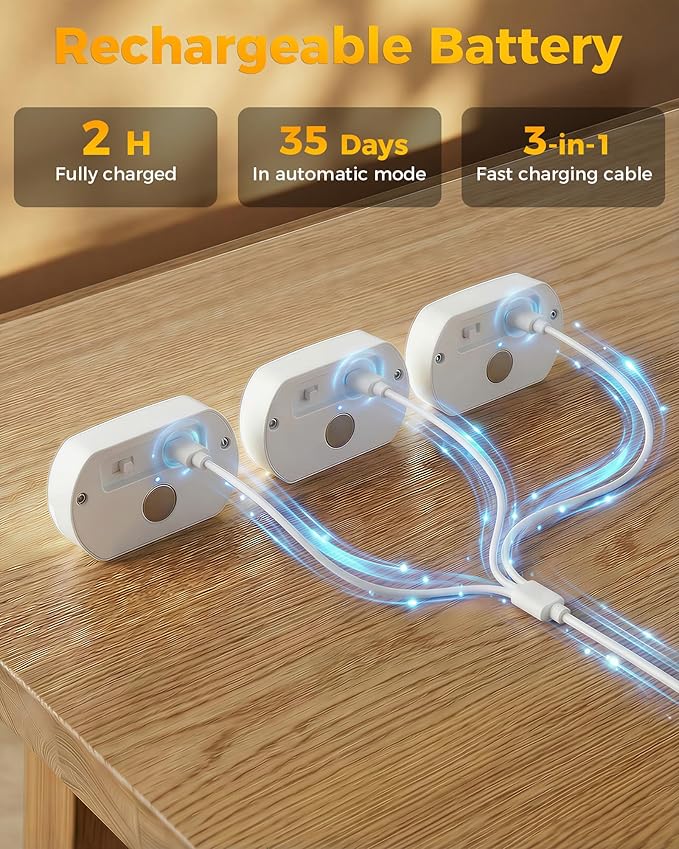 12 Pack Rechargeable Motion Sensor Stair Lights, Indoor Hallway Light, Portable Wireless Stick On Night Light, Battery Operated LED Lights for Staircase Closet Cabinet Toilet