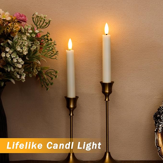 6.4 Inch Flameless Taper Candles with Remote Timer, Short Flickering Battery Operated Candles, Ivory Decorative Led Flameless Candlesticks for Weeding Home Party Festival, 8 Pack