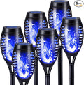 Toodour Solar Torch Flame Lights, 6 Pack Solar Lights Outdoor with Flickering Flame, Waterproof Solar Pathway Light Landscape Decoration Lighting for Garden, Lawn, Yard, Outdoor Decor - Blue
