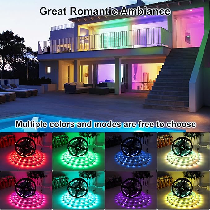 SUPERNIGHT 131.2FT Led Light Strips, 4 Rolls of 32.8FT 5050 300 Led Strip RGB, Color Changing Led Rope Lights, TV LED Backlight Decor, Led Tape Light for Bedroom, Party