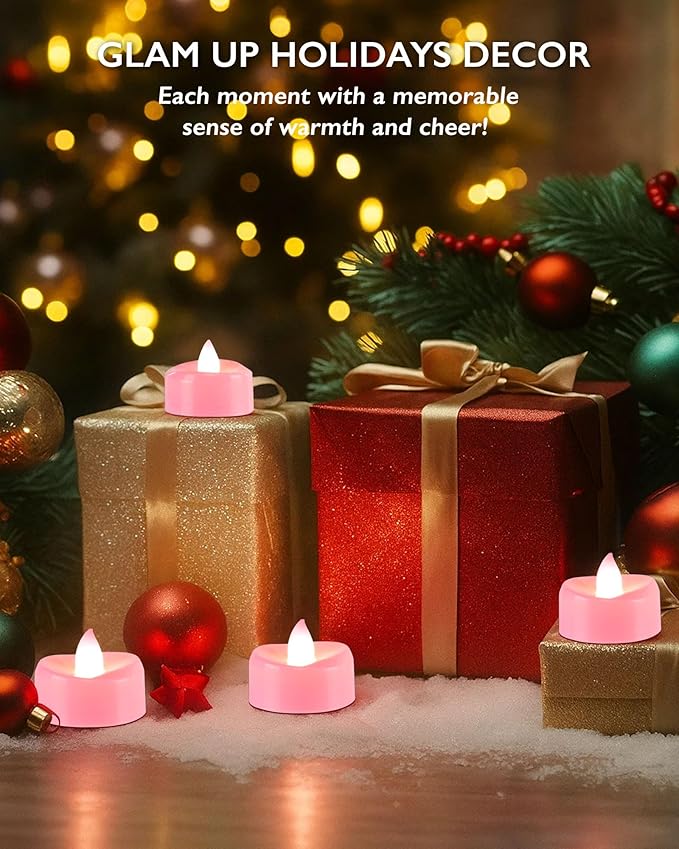 BEICHI Flameless Candles, Tea Lights Battery Operated, No Flickering Votive Candles LED Tea Lights for Wedding Christmas Party Home Decor (50 Pack, Pink)