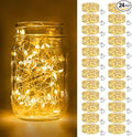 btfarm 24 Pack Fairy Lights Battery Operated [3 Modes], 7ft 20 Led Twinkle Lights String Lights Waterproof Bulk Small Mini Silver Wire for Christmas Mason Jars Wedding Table Centerpiece, Warm White