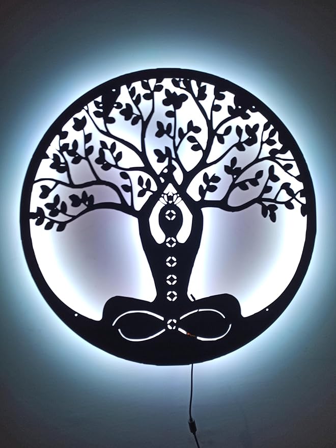 Led Tree Branch Lights For Wall, Meditation Tree Of Life Metal Wall Art With Rgb Led Light, Custom Meditation Wall Decor, Meditation Neon Light Sign, Meditation Gift Decor, 6 inches
