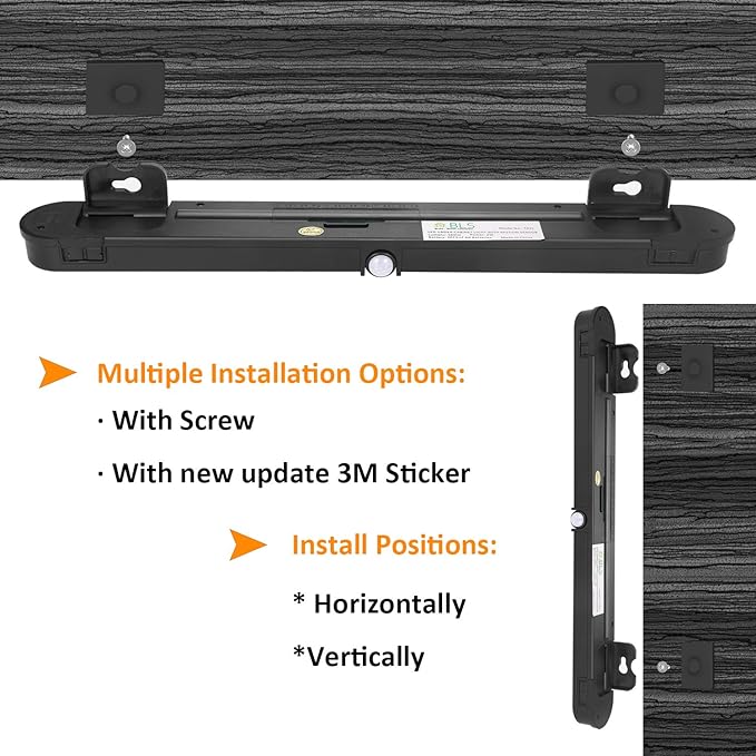 T01LB LED Closet Light - BLS Super Bright 20 LED Under Cabinet Lighting Battery Powered/DC Input Wireless Motion Sensing Light, Motion & Light Sensor, Light Beam Adjustable, Black(2 Pack)