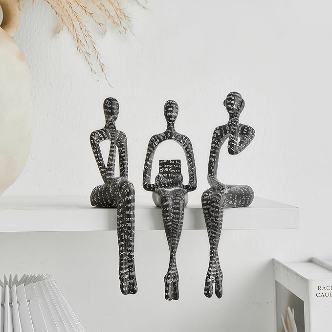 XINXUAN Letter - Black Statue Home Decor - Modern Bookshelf & Desk Decor - 3 Piece Set