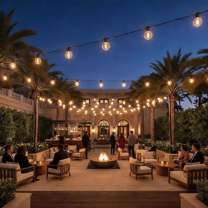 RTTY 150 FT Outdoor String Lights Patio Light for Outside, Waterproof G40 Shatterproof LED Bulbs, Dimmable Hanging Connectable Globe Lighting for Bistro, Backyard, Porch, Balcony, Cafe, Warm White