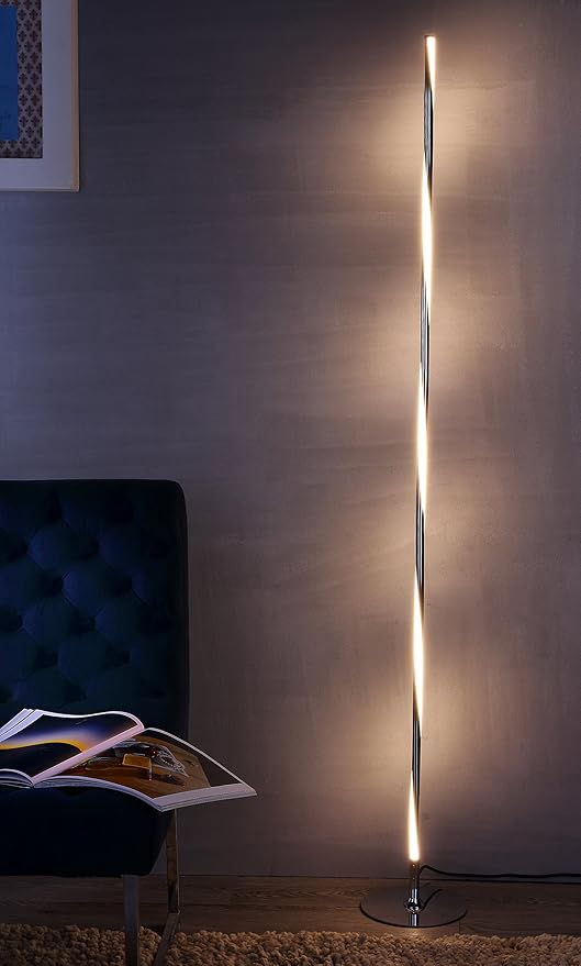 Eyely EYL7006A Sabrina 63.75" LED Integrated Floor Lamp for Reading Room, Living Room, Office, Bedroom, Modern, Contemporary, Chrome