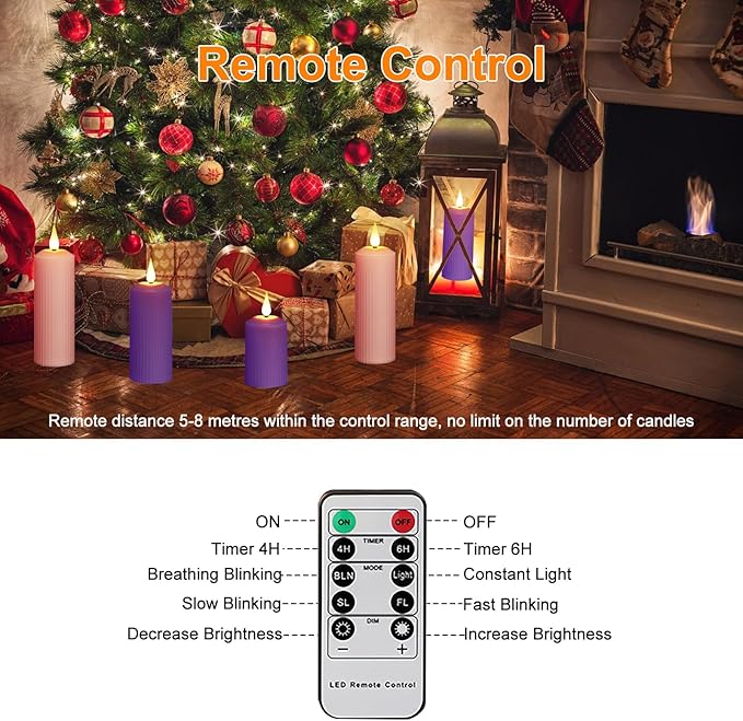 AVEKI Flickering Flameless Candles, Rechargeable Fake Candles with Remote Control and Timer, Waterproof Pillar Candle for Lantern Holiday Wedding Party Home Decor (Pink-2PCS)