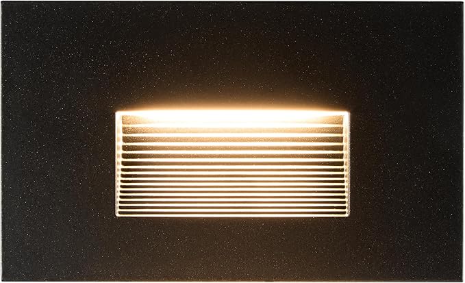 Maxxima Horizontal LED Step Light, Indoor/Outdoor Stair Light, 3 CCT Color Selectable 3000K, 4000K, 5000K, 30 Lumens, Black, 2-Pack