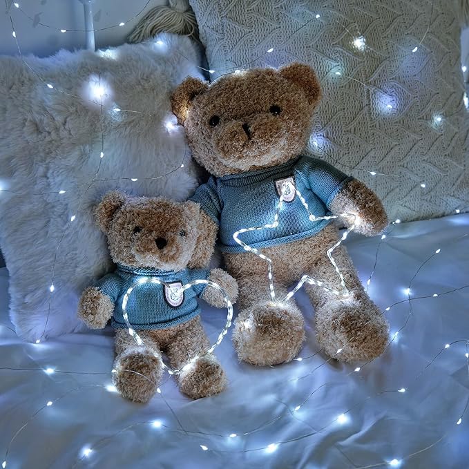 JMEXSUSS 4 Pack 50 LED Fairy Lights Battery Operated, 16.1ft White Fairy Lights for Bedroom, Silver Wire Twinkle String Lights Indoor for Party Wedding Birthday Decorations