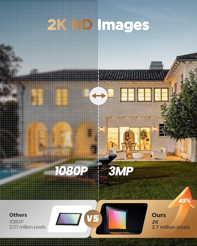 Security Cameras Wireless Outdoor Battery: 2K WiFi Camera Indoor for Home Security System - House Cameras with Motion Sensor - Support SD Card/Cloud Storage