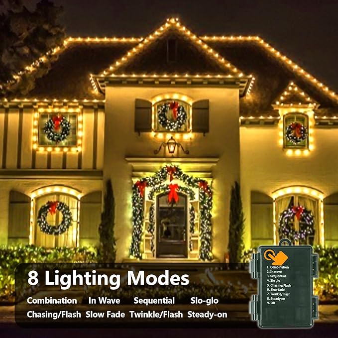 ITICdecor Christmas String Lights 33ft 100 LED, Waterproof Fairy Starry String Lights Battery Operated, 8 Modes Decorative Lights for Indoor Outdoor Xmas Tree Party Garden(Warm White)