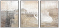 wall26 Framed Canvas Print Wall Art Set Gray & Tan Color Block Ocean Wave Overlay Nature Wilderness Digital Art Modern Art Rustic Scenic for Living Room, Bedroom, Office - 16"x24"x3 White