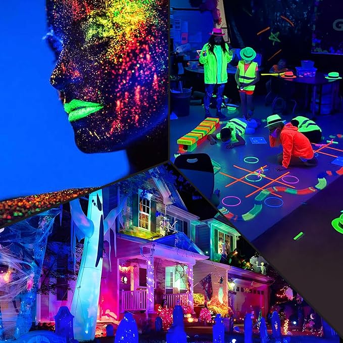 Dimmable Black Light Strip Kit 40ft/12M 720 LEDs, 12V Flexible Blacklight Fixtures, 385nm-400nm, Black Light LED Strips for Glow Party Fluorescent Poster Halloween Indoor Bedroom Decor, Non-Waterproof