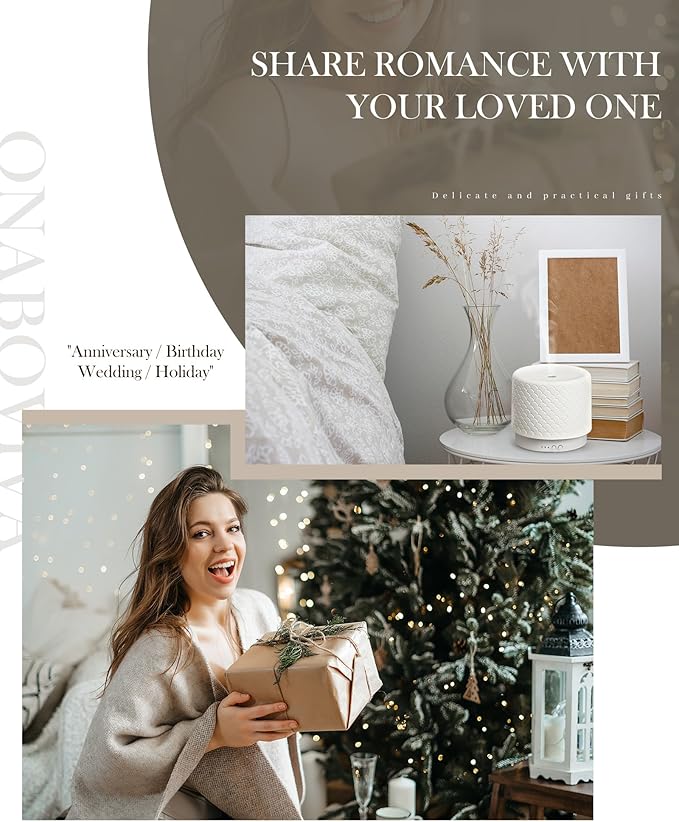 Essential Oil Diffuser -280ml Ceramic Diffuser for Large Room&Commercial Use, 2.4MHz Cool Mist Humidifier & Independent Decorative Light & Aromatherapy Diffuser, Pulse&Continuous Mist, Timer, Auto-Off
