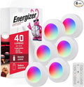 Energizer LED Puck Lights, 6 Pack, Color Changing, Battery Powered, Under Cabinet Lighting, Wireless Lights, 40 Lumens, Remote Controlled, Perfect for Under Cabinet, Bedroom, Closets and More,59332-T1