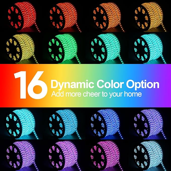150 FT Waterproof Led Strip Lights for Outdoor Indoor, Cool White, Warm White, Blue, 16 Multiple Color Changing Led Light with Remote Control (150 feet)