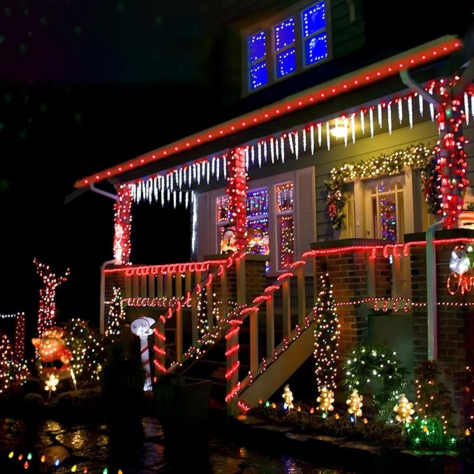 Solar Rope Lights, 66ft 200LED Solar String Lights, 8 Modes Waterproof Solar Powered Outdoor Light, Flexible Clear Tube Light for Garden Backyard Patio Deck Porch Pool Tree Christmas Decoration - Red