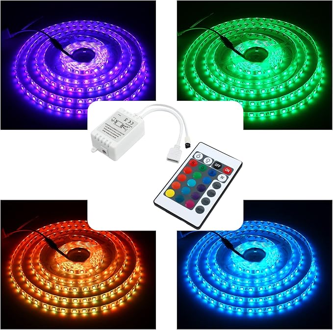 RGBZONE 24 Keys Wireless RGB LED Controller with DC 12V/24V IR Remote Control Box for SMD 5050 3528 2835 RGB LED Strip Lights