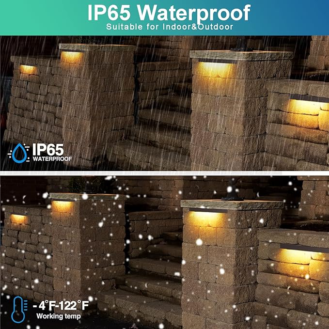 4-Packs 5W 12 Inch LED Hardscape Paver Lighting,12V AC/DC Low Voltage Retaining Wall Lights,LED Landscape Lighting,2700K Soft White Outdoor Step Light,50,000 Hours Lifespan