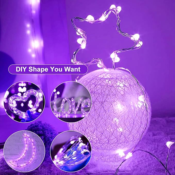 50Pack Fairy Lights Battery Operated, 7ft 20 LED 3 Modes Speed Twinkle Mini String Lights Waterproof Silver Wire Firefly Starry Lights for Mason Jars Wedding Party Christmas Decorations