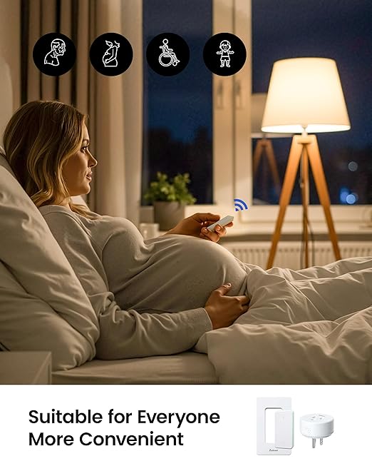 Remote Control Outlet Plug Switch, Buckle Design & Removable Wireless Light Switch, 300 ft, 15A/1500W, Programmable, for Household Appliances(3 Pack)