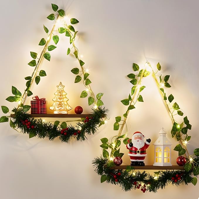 Vine Fairy Lights for Bedroom Wall, 23FT 73 LED Vine String Lights, USB/Battery Powered, Faux Pothos Garland with Light for Dorm Room, Wedding, Party & Home Decor, Warm White