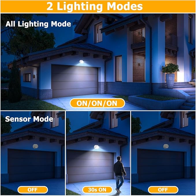 LemonBest Motion Sensor Outdoor Lights - Outdoor Motion Sensor Light Battery Operated Wireless Spotlight Motion Detector Security Light Auto On Off for Porch Stair Hallway Garage Wall Shed (1 Pack)