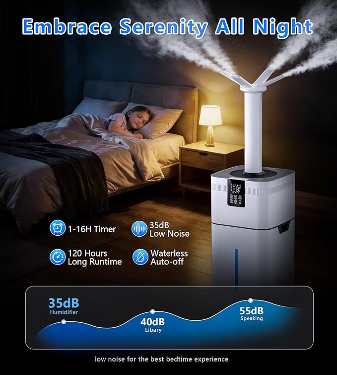 30L/7.93Gal Commercial Humidifier for Large Room 4200 sq ft, 3000mL/H Whole House Humidifiers with Supersized Cool Mist,Quiet Humidifiers for Bedroom, Home,Office, Plants, Warehouse
