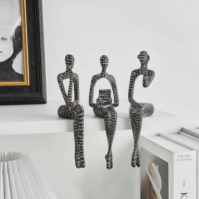 XINXUAN Letter - Black Statue Home Decor - Modern Bookshelf & Desk Decor - 3 Piece Set