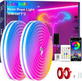 Cozylady 100Ft (50Ft * 2 Rolls) RGB LED Neon Rope Lights for Bedroom, 30m LED Strip Lamp with Double Sided Adhesive Tape, App/Remote Control DIY Lights Decorate The Outdoor and Indoor of Your Home