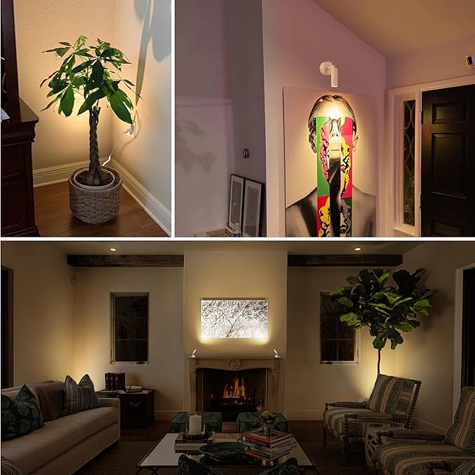 LED Spot Lights Indoor Uplighting Spotlight with Memory Function 3000K/4000K/5000K Up Lights Indoor 120V Dimmable Uplights for Plant & Accent Lighting 2 Pack