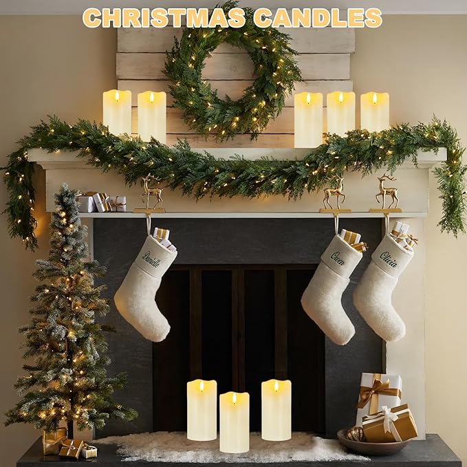 VEEKI Flameless Candles Light, Set of 2 6"x3" Flickering LED Candles with Remote & Timer, Dimmable Real Wax Electric Pillar Candles Battery Operated, White Candles for Home Christmas Decor (White)