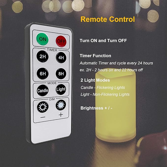 2 Pack Outdoor Flameless Pillar Candles with Remote and Timer Waterproof Battery Operated Electric LED Candle Set for Gift Home Décor Party Wedding Supplies Garden Christmas Decoration, 3” x 5”