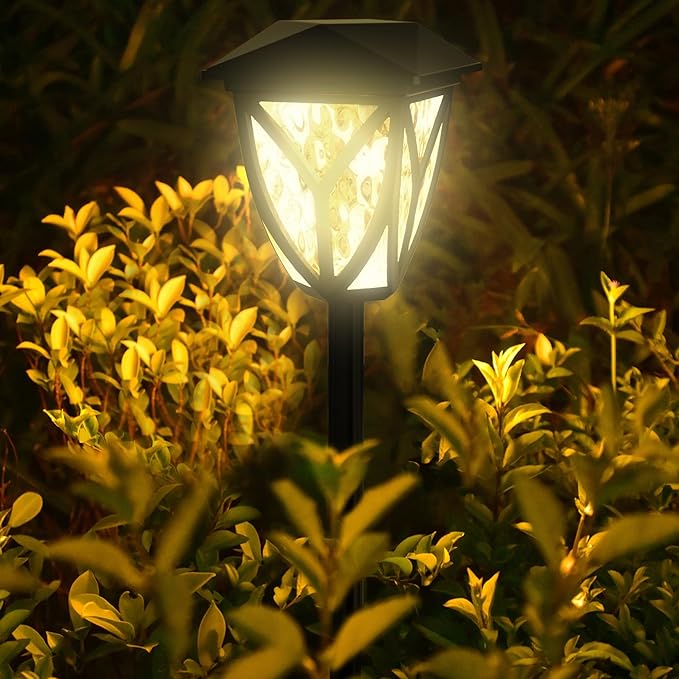 Ensenior Solar Lights Outdoor, 3000K LED Solar Garden Lights for Pathway Yard Patio Walkway Planter Walkway Landscape Lighting, IP65 Waterproof, Energy-Efficient Landscape Lighting, 6-Pack