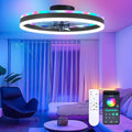 RGB Ceiling Fans with Lights, 20" Fandelier Low Profile Ceiling Fan with Light, Modern Flush Mount Ceiling Fan Light with Remote/APP Control, Bedroom Chandelier Fan Fixture for Indoor(Black)
