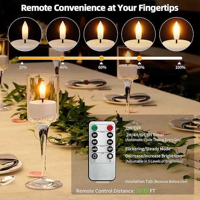Rechargeable Flameless Tea Lights Candles with Charging Station 6Pcs Battery Tea Lights Candles with Remote & Timer LED Tealight Flickering Realistic for Home Christmas Wedding Decor - White