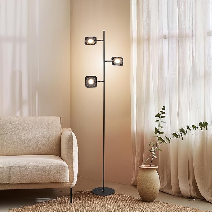 Brightech Tree Floor Lamp for Living Rooms & Offices, Dimmable Standing Lamp for Bedroom Reading, LED Spotlight Floor Lamp, Tall Lamp with Adjustable Panels for Minimal Space Use - Bronze