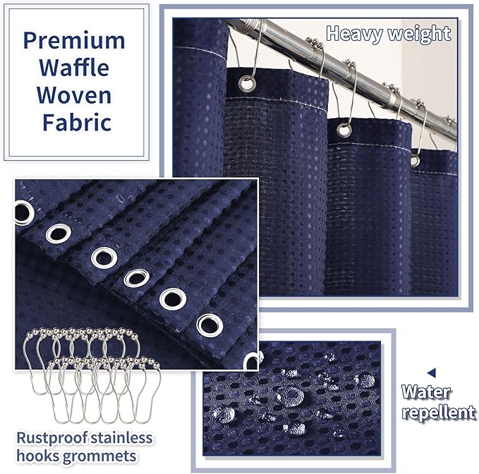 XLHOMO 26PC Bathroom Accessories Set - Gorgeous Blue Bathroom Set, Bathroom Accessory Set, Blue Shower Curtain Set with Bathtub Mats for Shower Tub