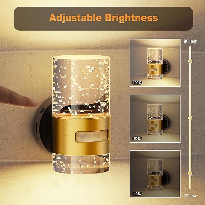 JandCase Motion Sensor Night Light, Wireless Rechargeable Night Light Wall Mounted, 2 Pack Motion Activated Night Lights, Dimmable Nightlight 3000K Warm White, for Bathroom Hallway Stairs