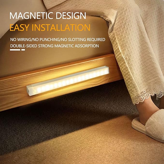 4 PCS 11.8in Punch-Free Smart Sensor Magnetic Rechargeable Led Lights, Motion Sensor Light Indoor, USB C Rechargeable Closet Under Counter Lighting for Kitchen Cupboard Wardrobe